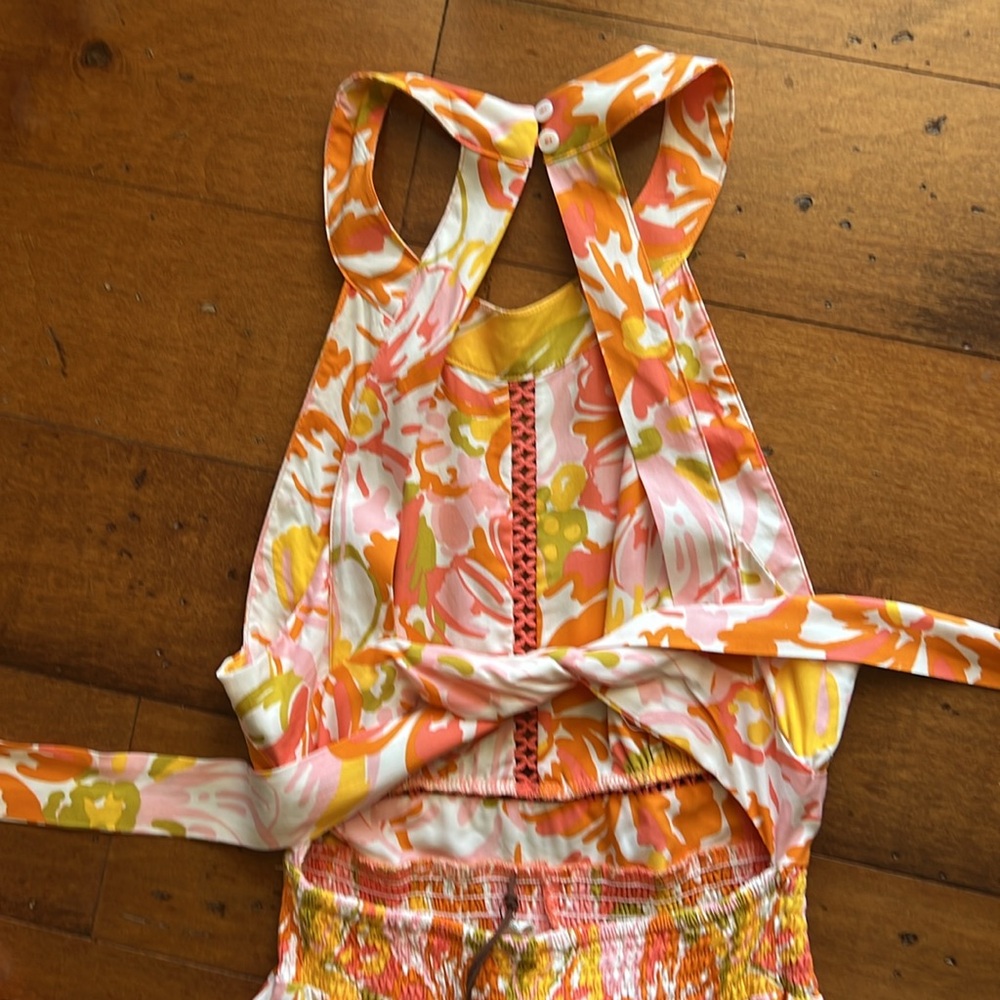 NWT Anthropologie Abel The Label Rumi Coral/Yellow Halter Neck Maxi Size Small - Picture 9 of 14